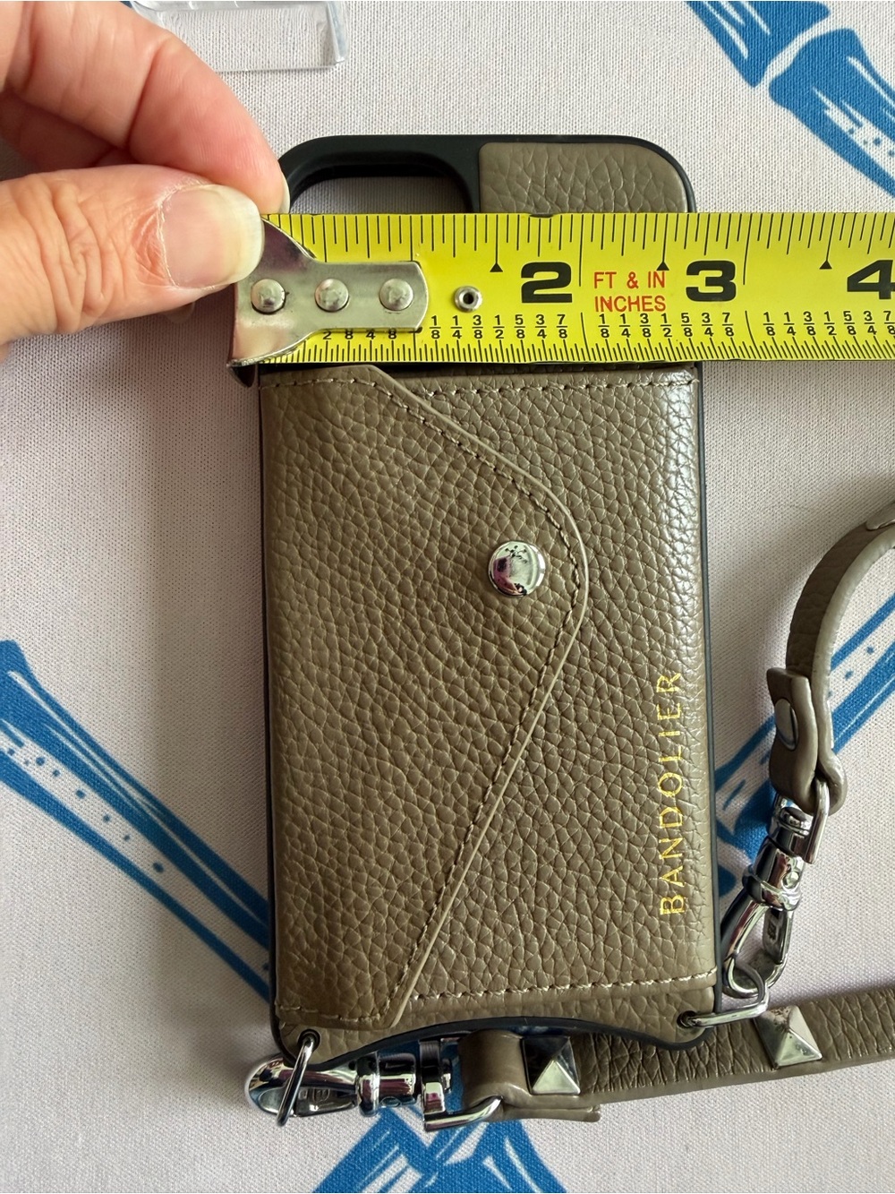 Bandolier Dark Taupe Leather Crossbody Phone Case for iPhone 12 mini - Picture 3 of 4